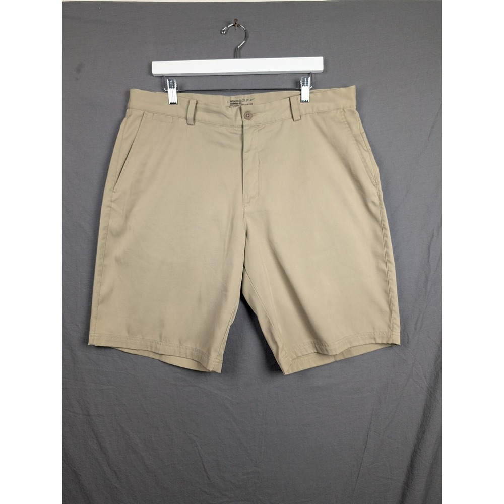 Nike Golf Dri-FIT Standard Fit Shorts Mens 36 Khaki Tan Flat Front